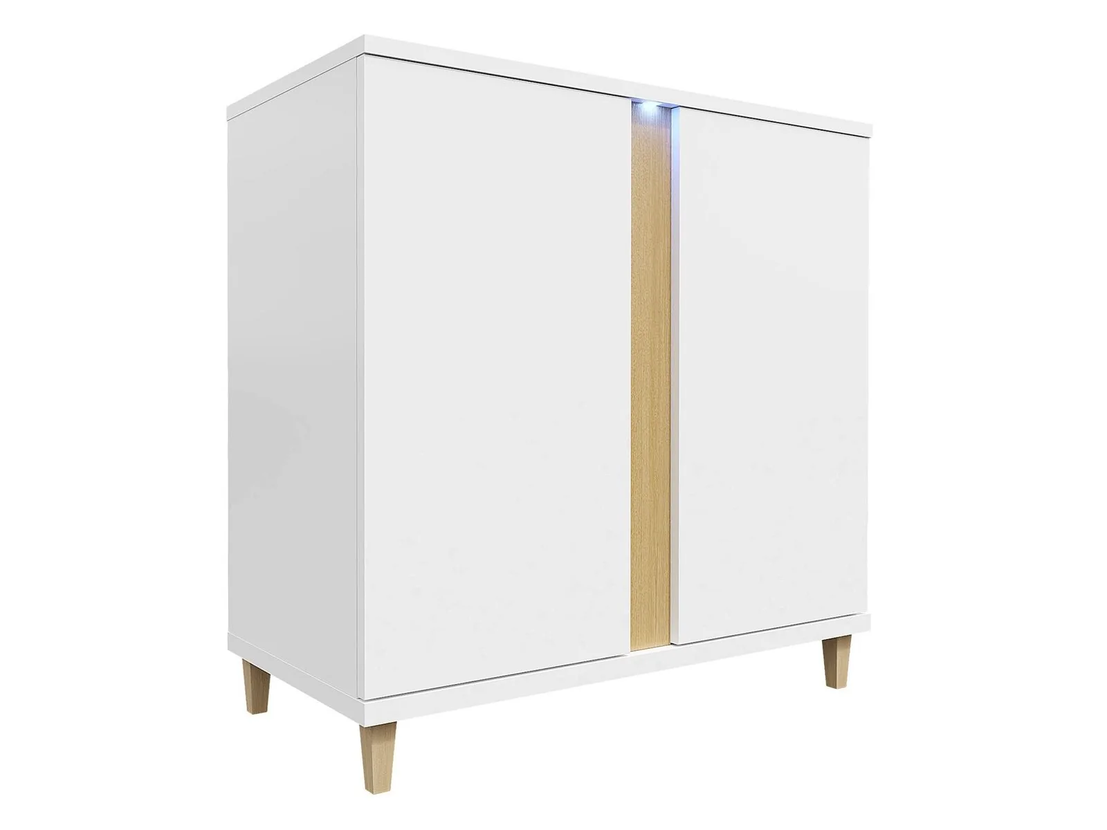 Aparador Florem II (Blanco + Blanco brillante + Luminoso madera)