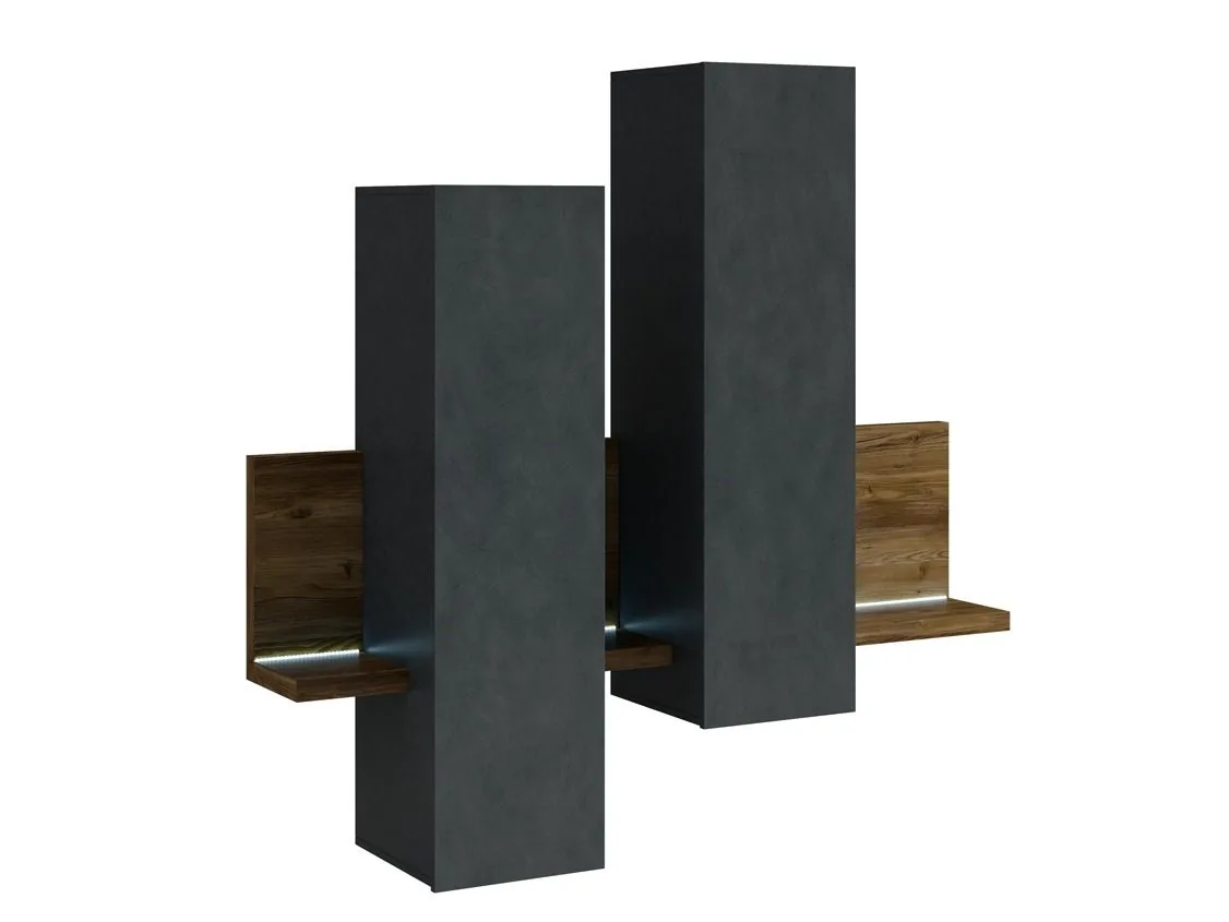 Armario de pared Lutiva 101 (Madera gris + Abeto oscuro)