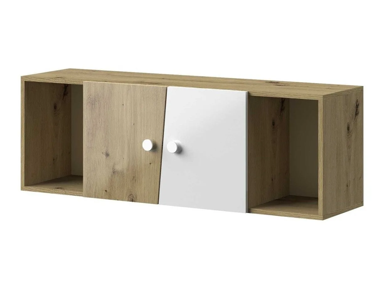 Armario de pared Mirelbu 111 (Roble Artisan + Blanco brillante)