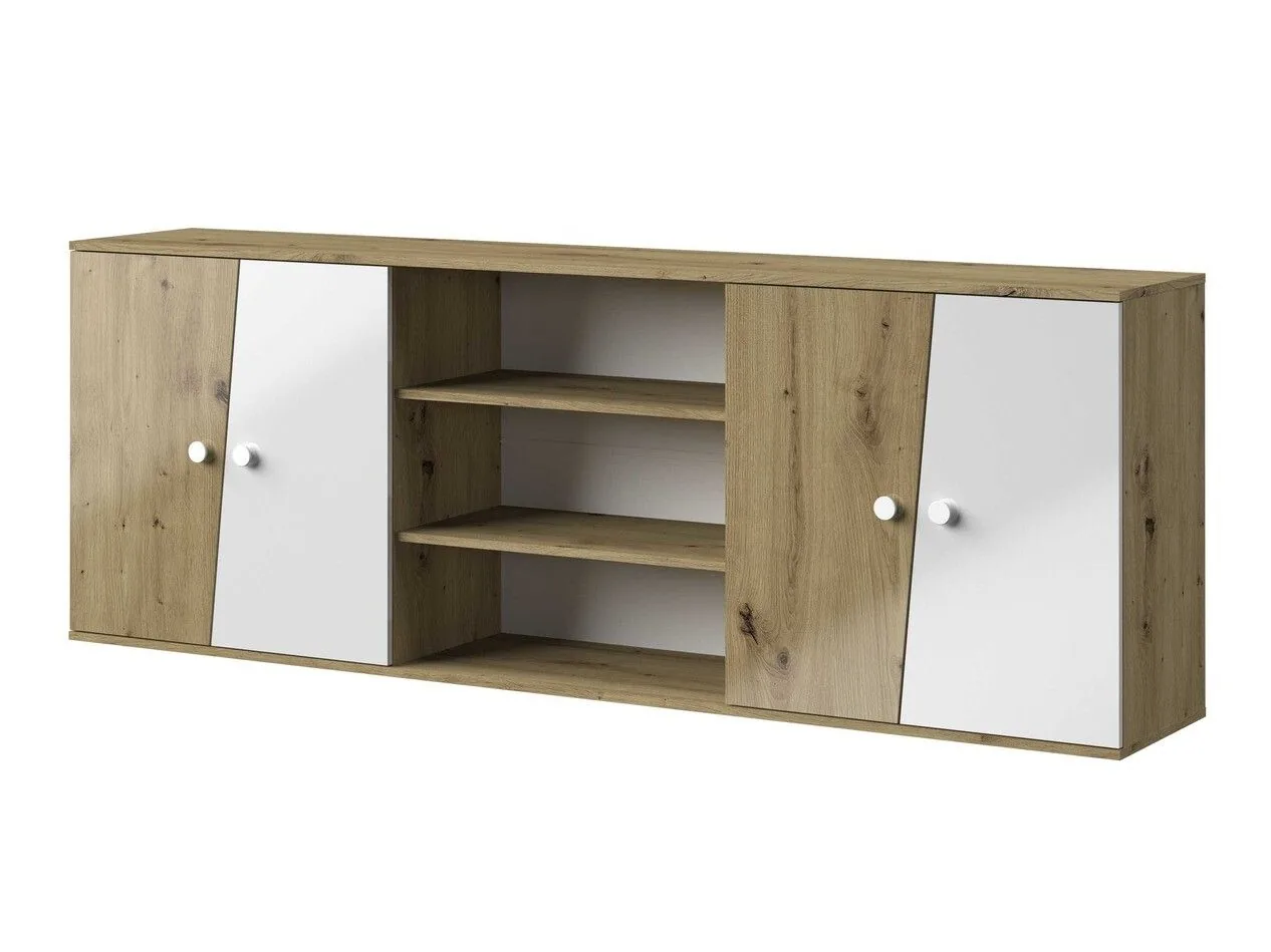 Armario de pared Mirelbu 115 (Roble Artisan + Blanco brillante)