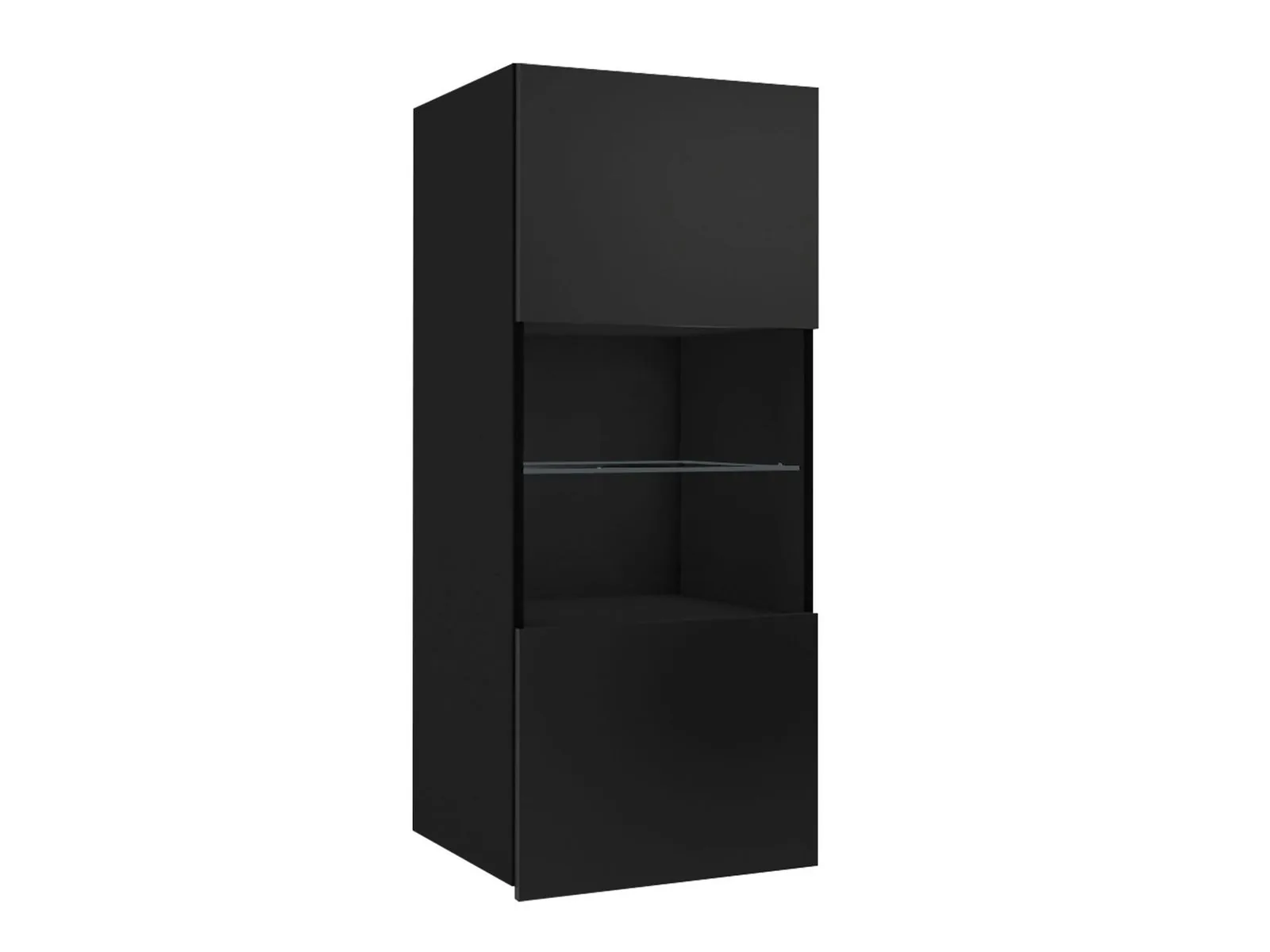 Armario de pared Remus I (Negro + Negro brillante)