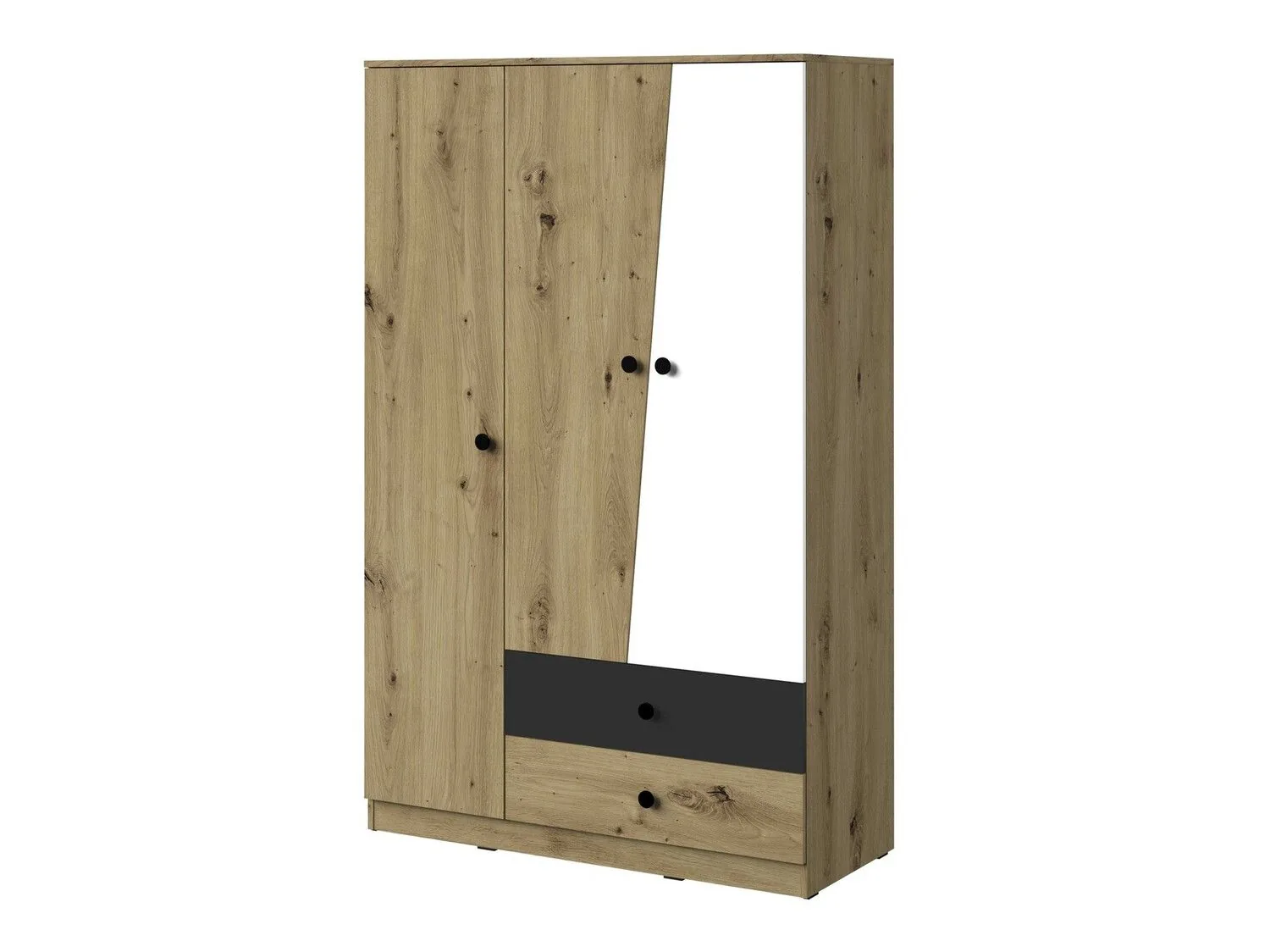 Armario Mirelbu 102 (Roble Artisan + Blanco + Negro)