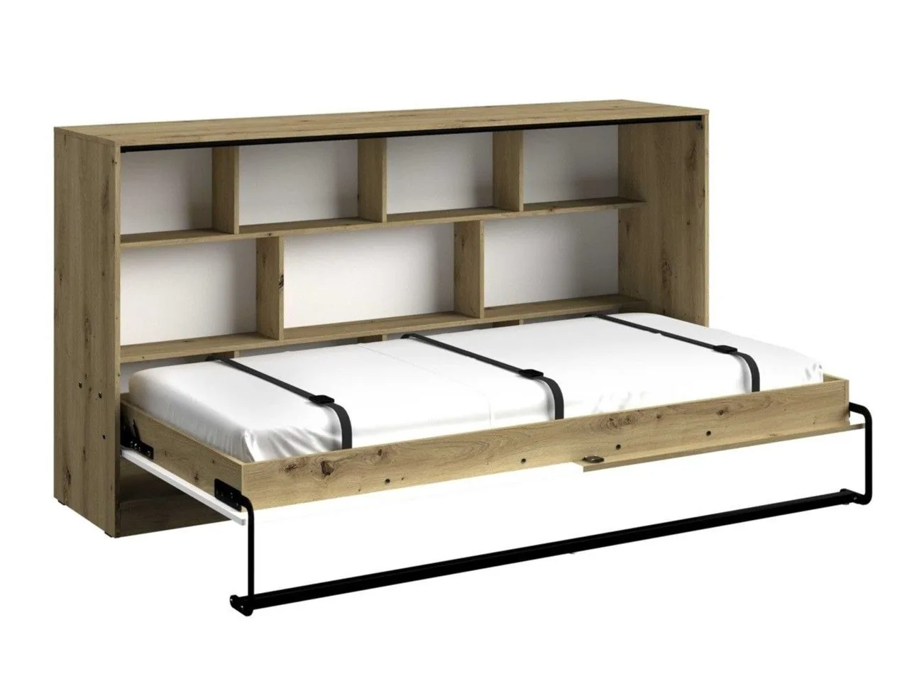 Cama plegable Mirelbu 114 (Roble Artisan + Blanco)