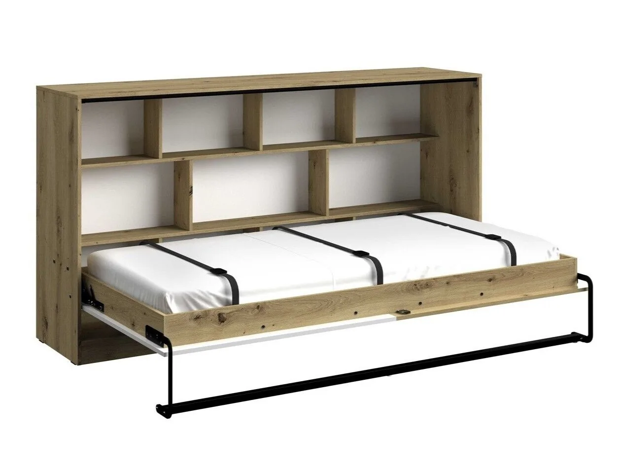Cama plegable Mirelbu 114 (Roble Artisan + Blanco brillante)