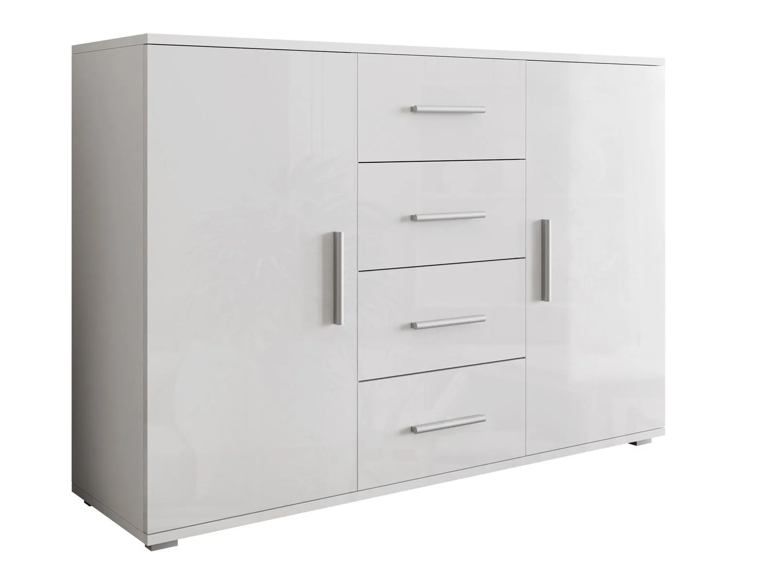 Cómoda Charlotte 118 (Blanco + Blanco brillante)