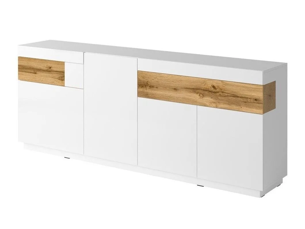 Cómoda Livlore 101 (Blanco + Blanco brillante + Roble wotan)