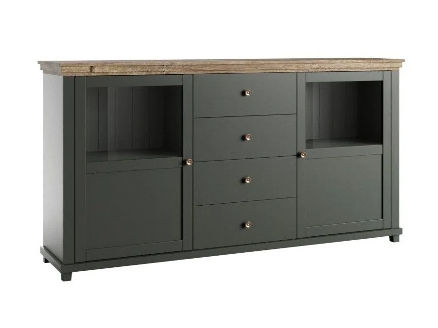 Cómoda Tolnue 103 (Verde oscuro + Roble de lefkada)