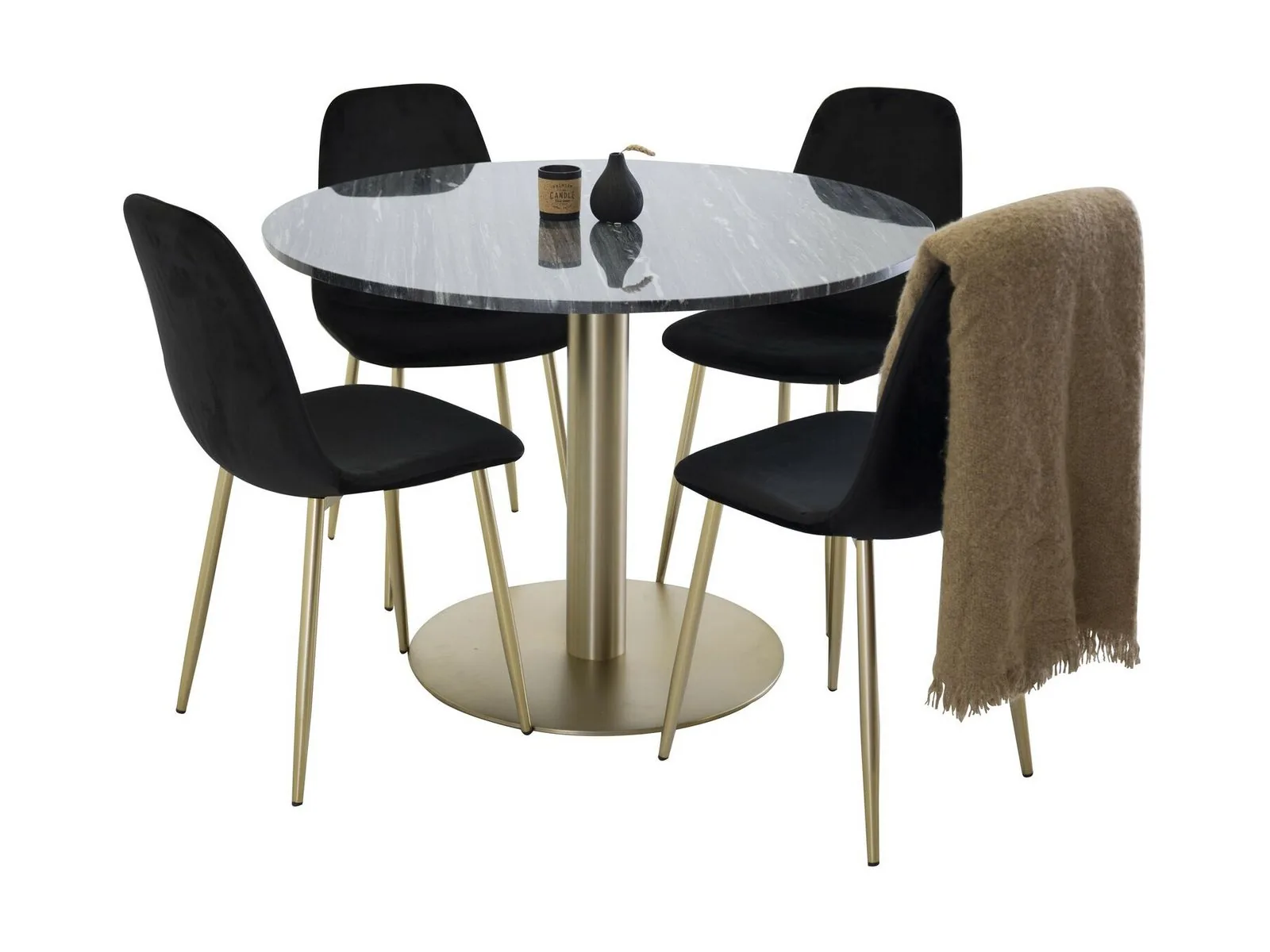 Conjunto de mesas y sillas para comedor Dallas 1220 (Negro + Dorado)