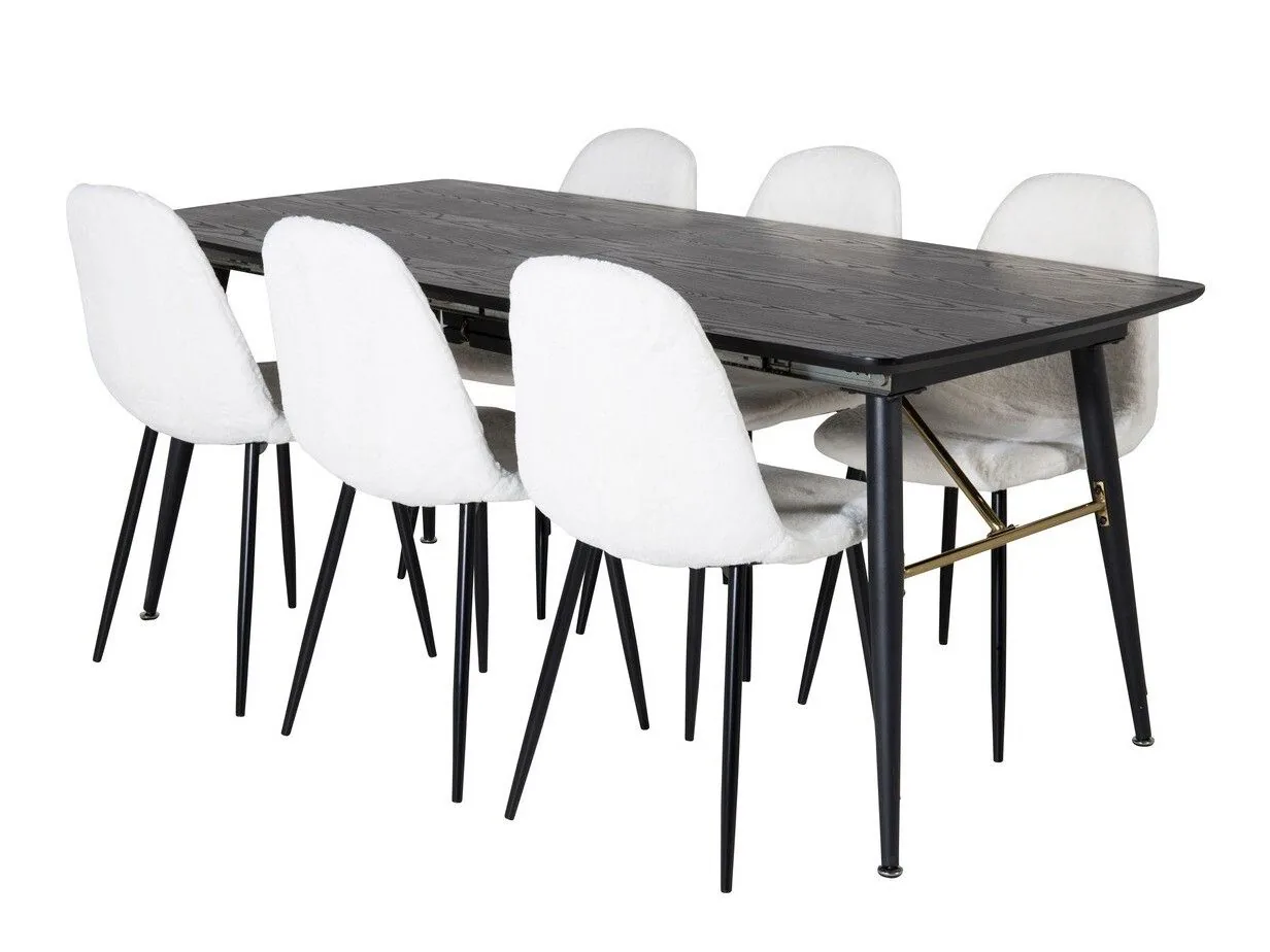 Conjunto de mesas y sillas para comedor Dallas 1443 (Blanco + Negro)