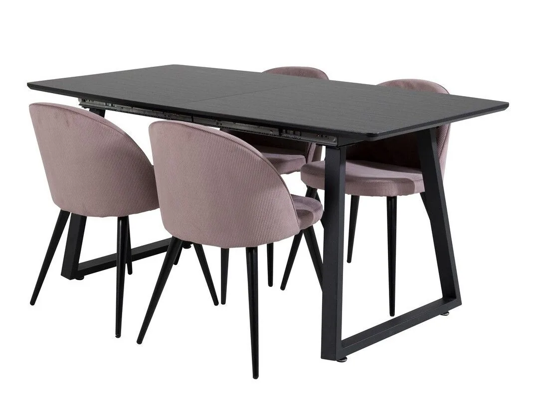 Conjunto de mesas y sillas para comedor Dallas 1687 (Rosa + Negro)