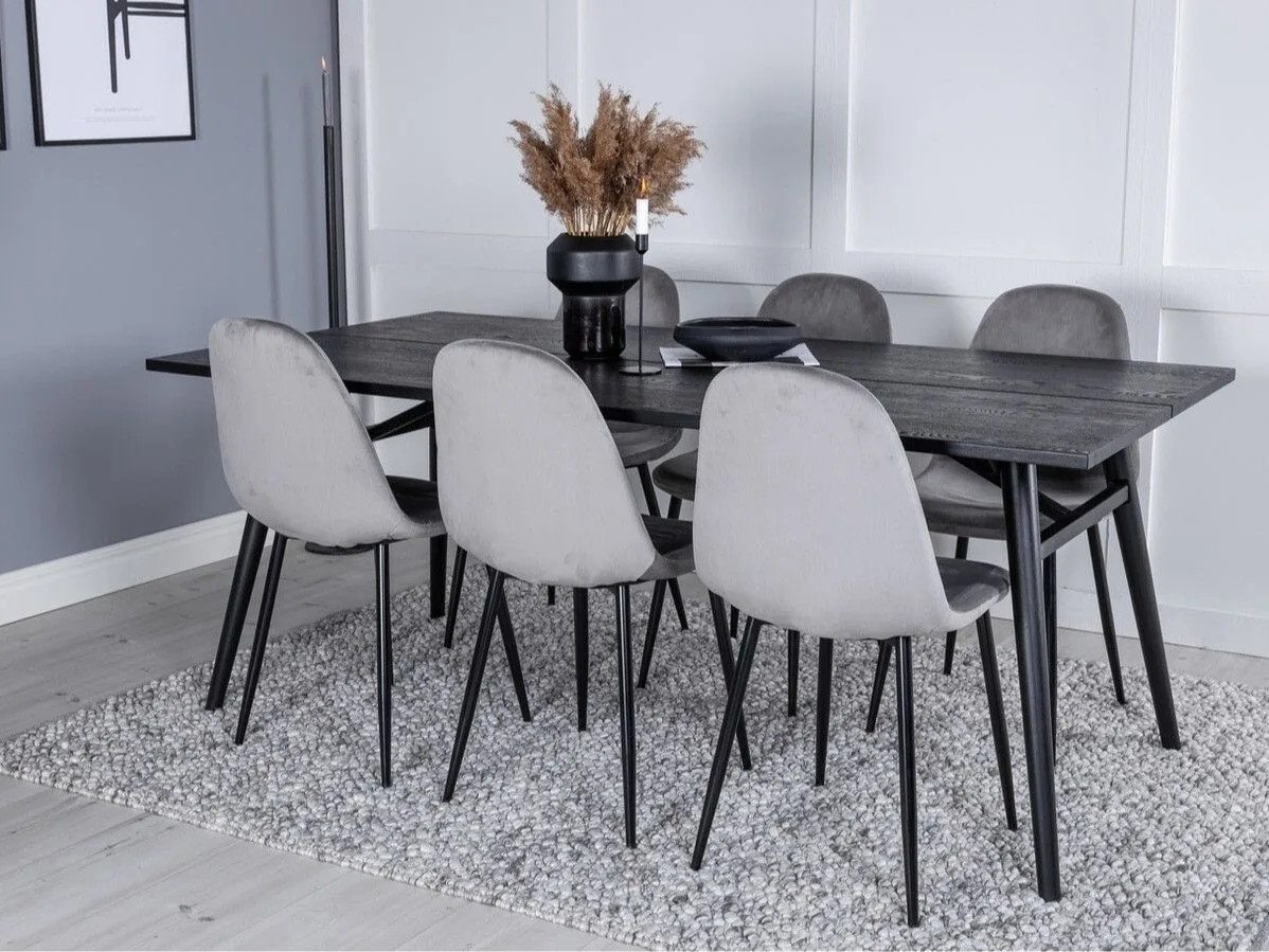 Conjunto de mesas y sillas para comedor Dallas 1786 (Gris claro + Negro)