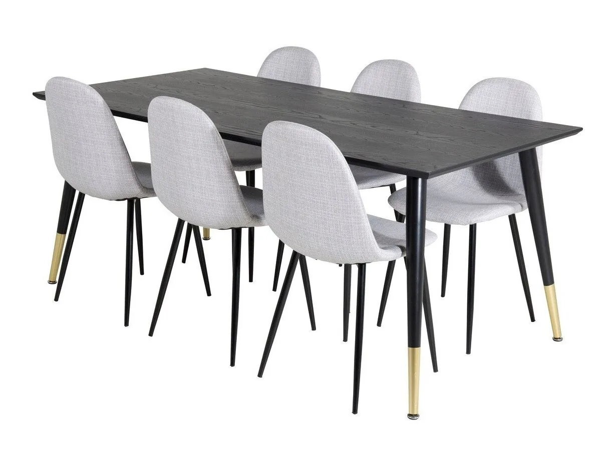Conjunto de mesas y sillas para comedor Dallas 2577 (Negro + Latón)