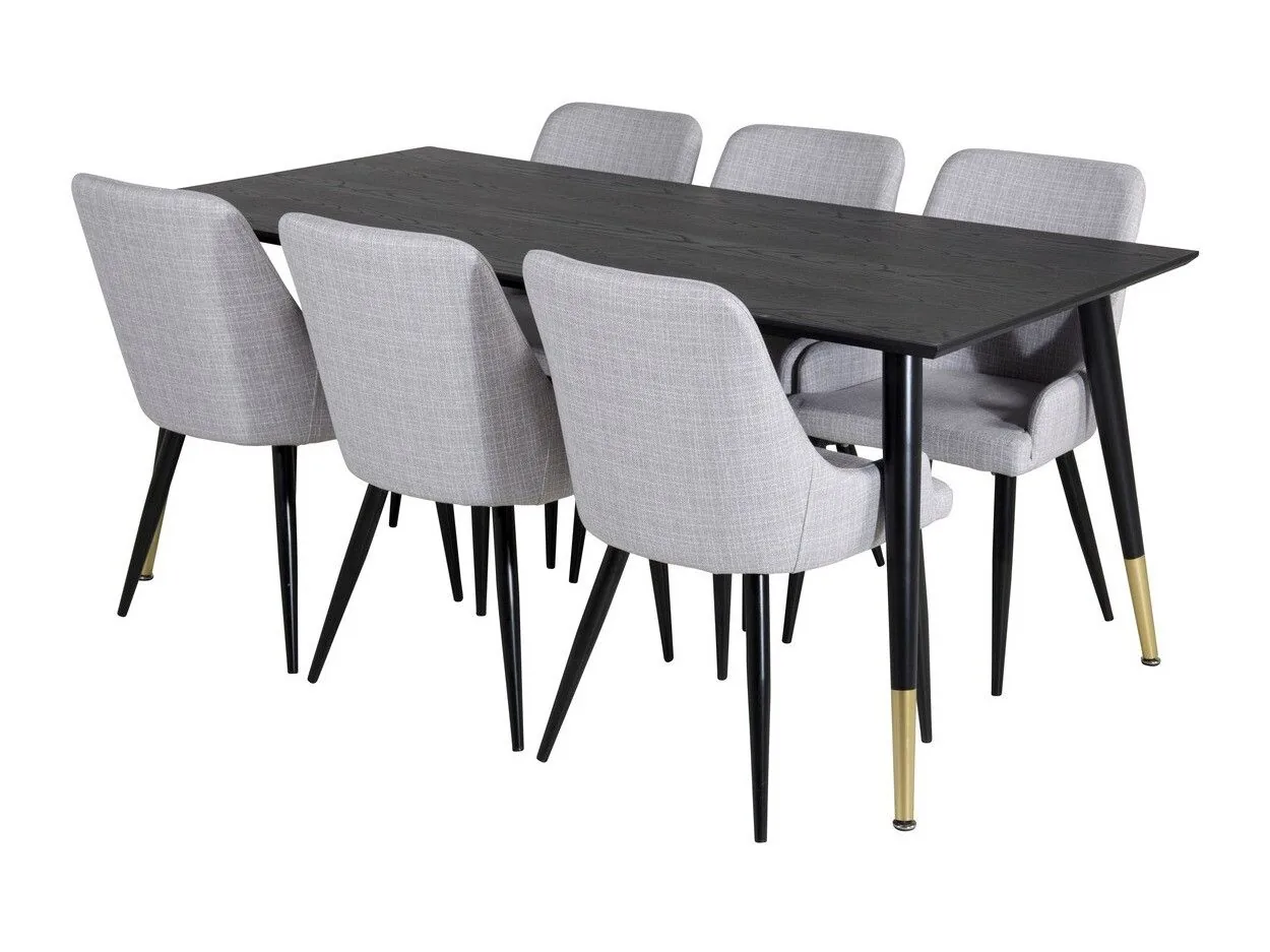 Conjunto de mesas y sillas para comedor Dallas 2599 (Negro + Latón)