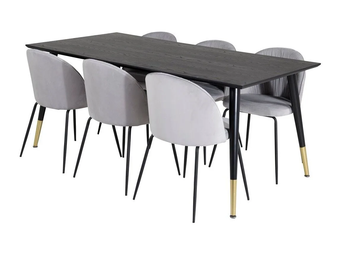 Conjunto de mesas y sillas para comedor Dallas 2600 (Negro + Latón)