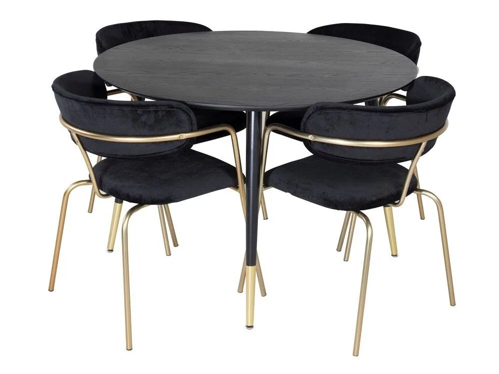 Conjunto de mesas y sillas para comedor Dallas 1180 (Negro + Dorado)