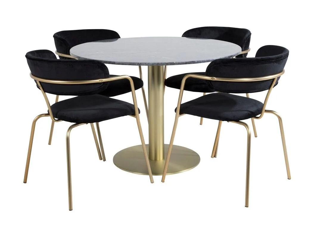 Conjunto de mesas y sillas para comedor Dallas 1208 (Negro + Dorado)