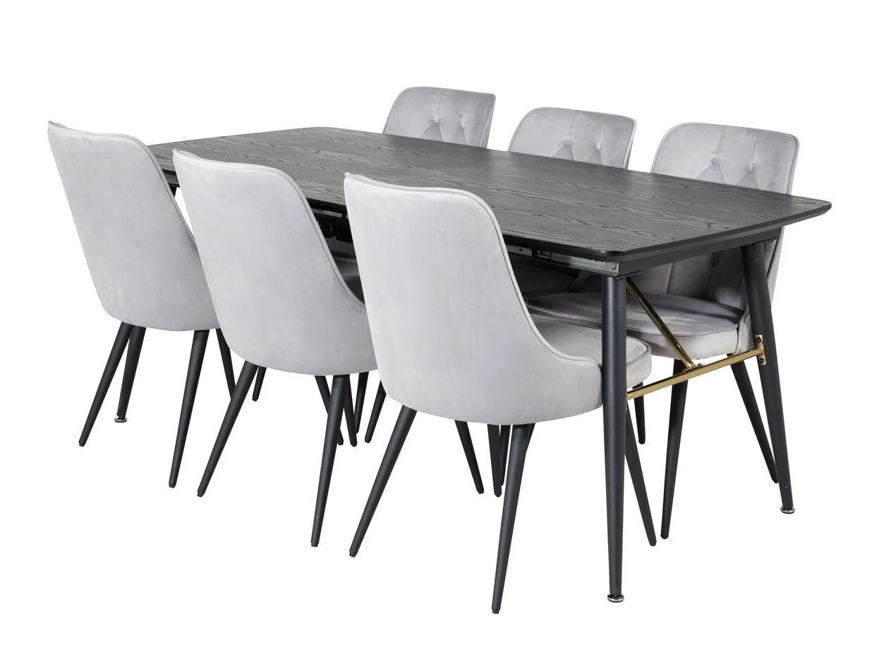 Conjunto de mesas y sillas para comedor Dallas 1453 (Gris claro + Negro)