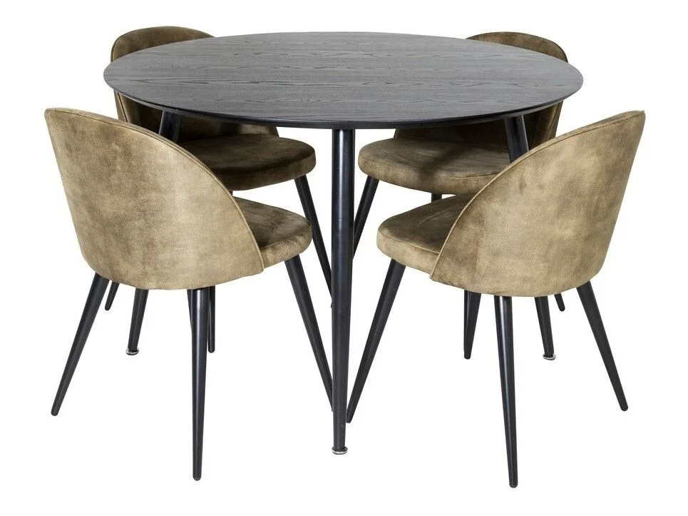 Conjunto de mesas y sillas para comedor Dallas 1559 (Verde polvoriento + Negro)