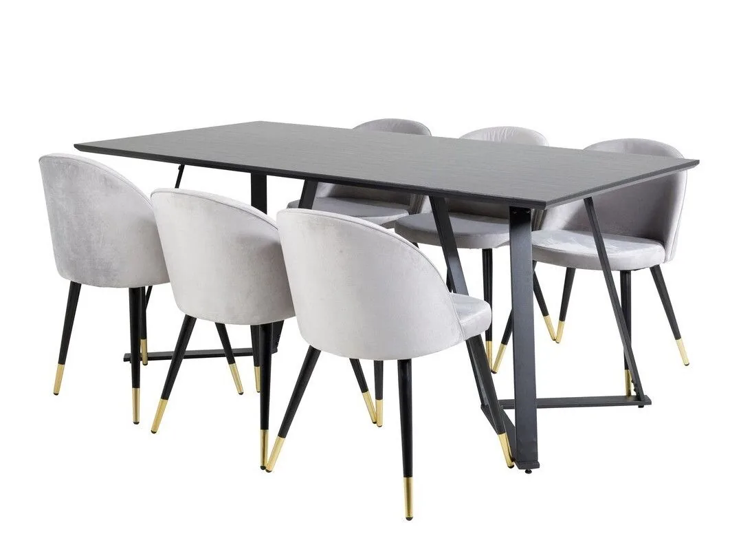 Conjunto de mesas y sillas para comedor Dallas 1583 (Gris + Negro)