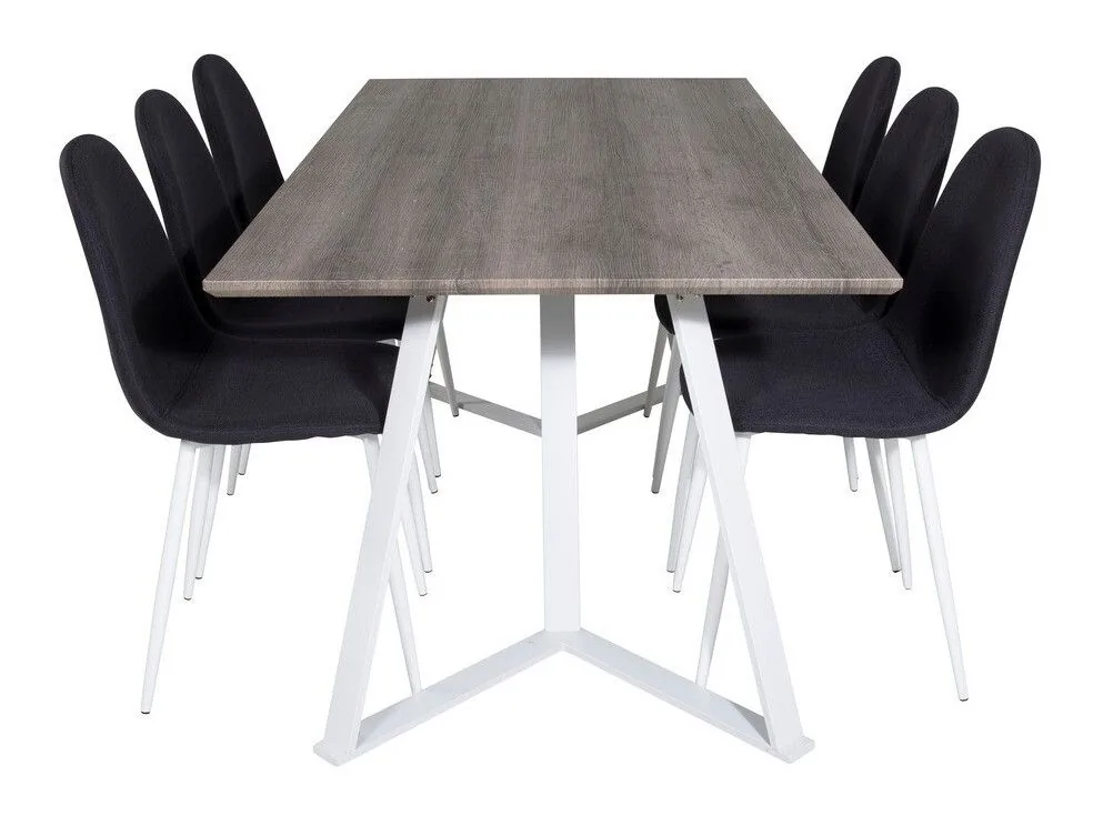 Conjunto de mesas y sillas para comedor Dallas 1804 (Blanco + Negro)