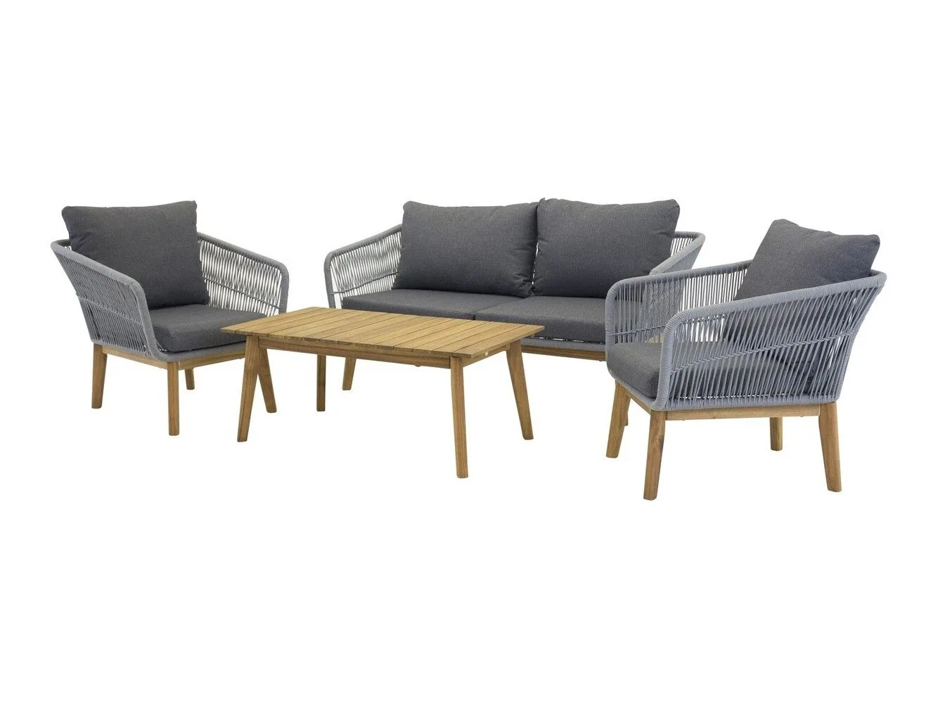Conjunto de muebles de exterior Dallas 661 (Gris + Acacia)