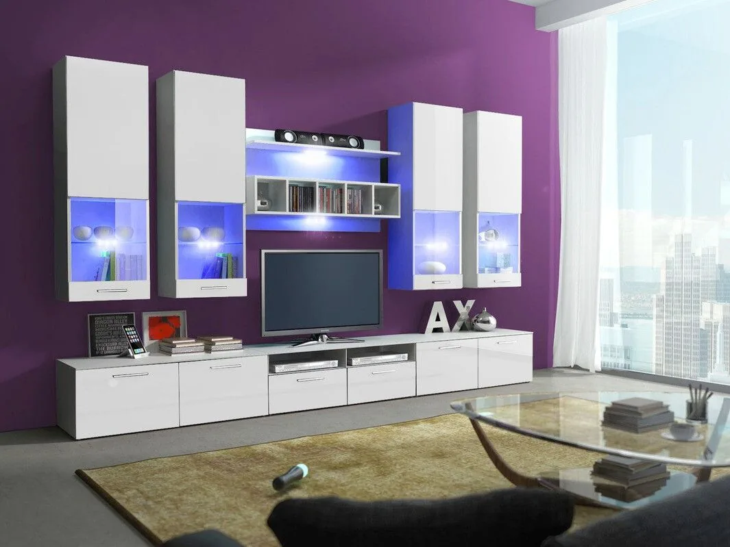 Conjunto de salón Caelum (Blanco + Blanco brillante)