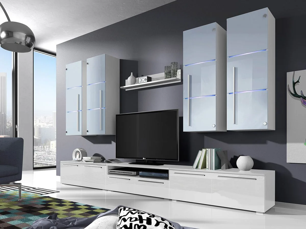 Conjunto de salón Flos (Blanco + Blanco brillante)