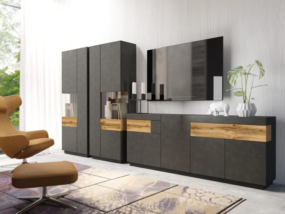 Conjunto de salón Livlore 108 (Madera gris + Roble wotan)