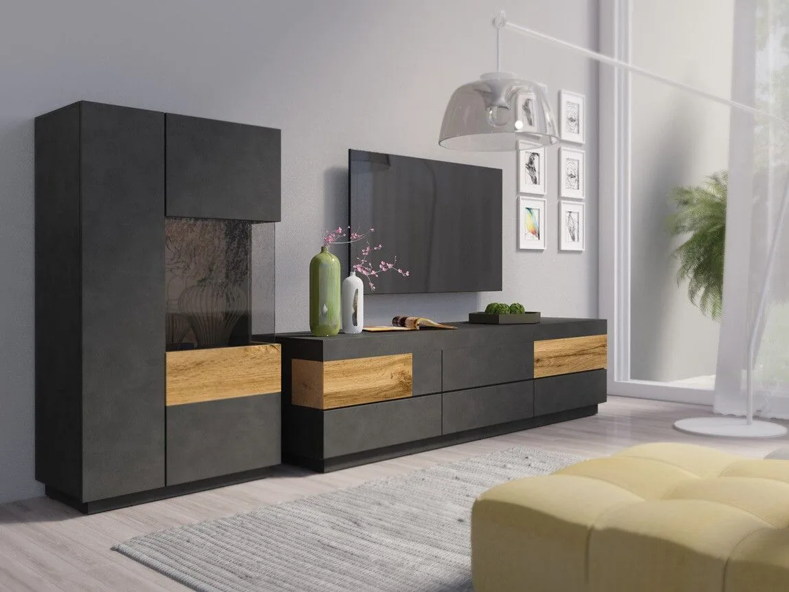 Conjunto de salón Livlore 109 (Madera gris + Roble wotan)