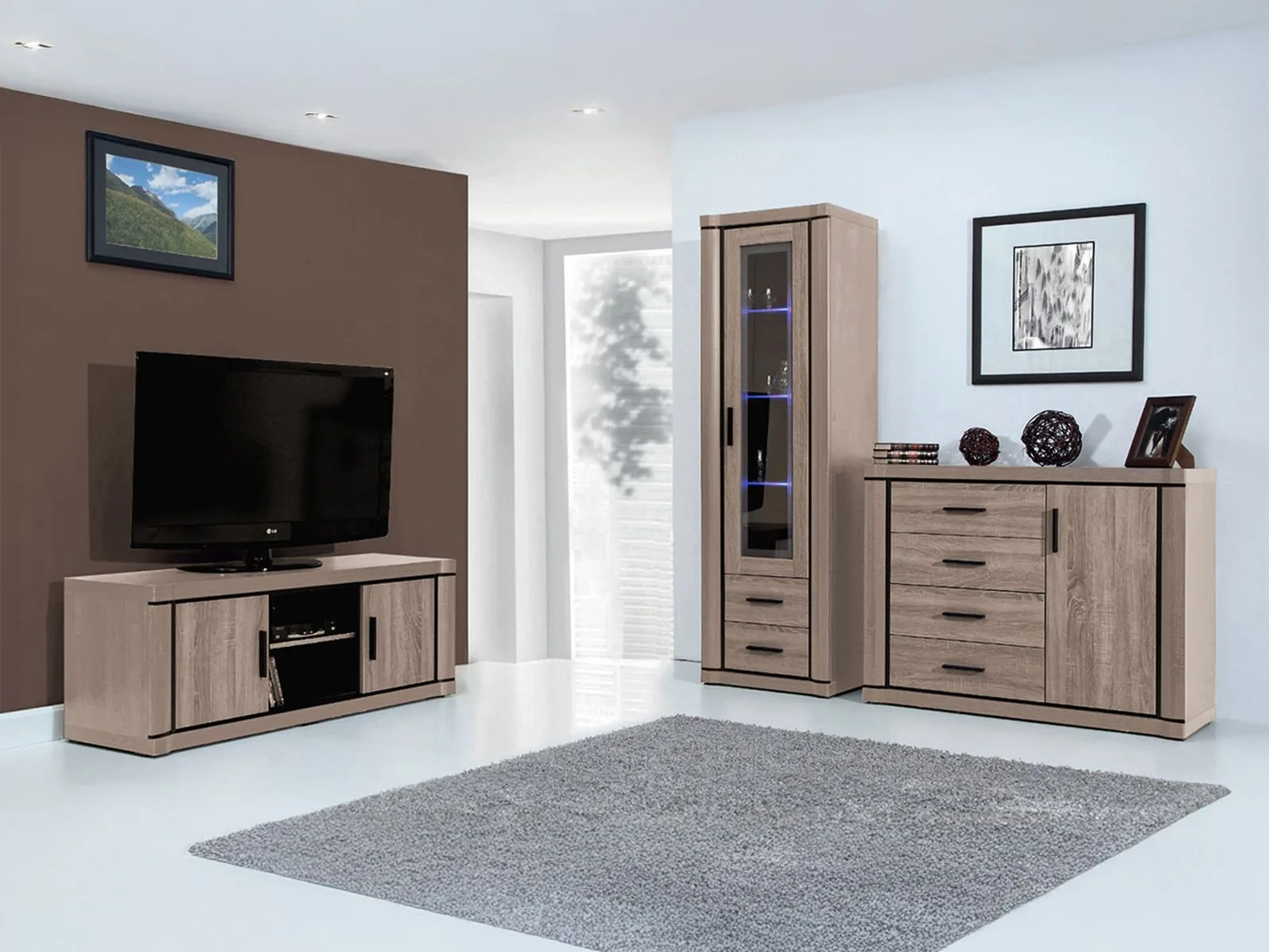 Conjunto de salón Lorelie 122 (Trufa roble)