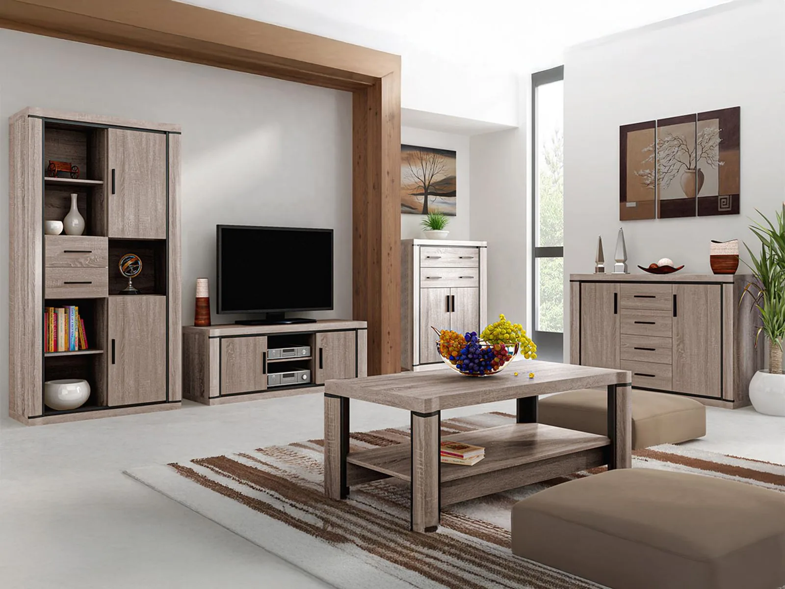 Conjunto de salón Lorelie 124 (Trufa roble)