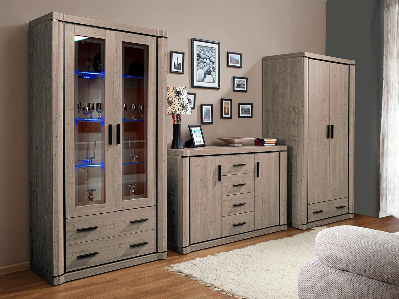 Conjunto de salón Lorelie 125 (Trufa roble)