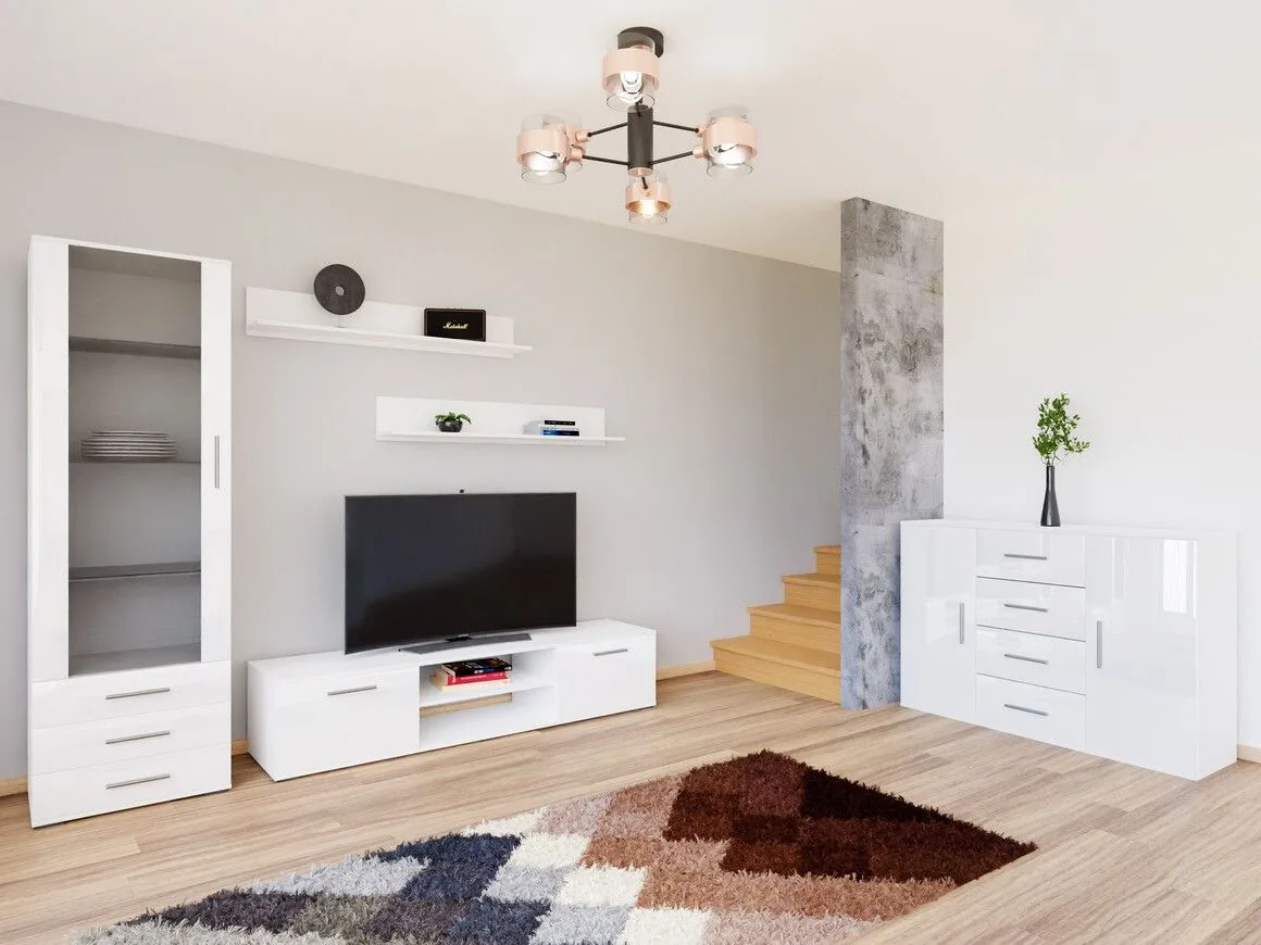 Conjunto de salón Tornola 108 (Blanco + Blanco brillante)