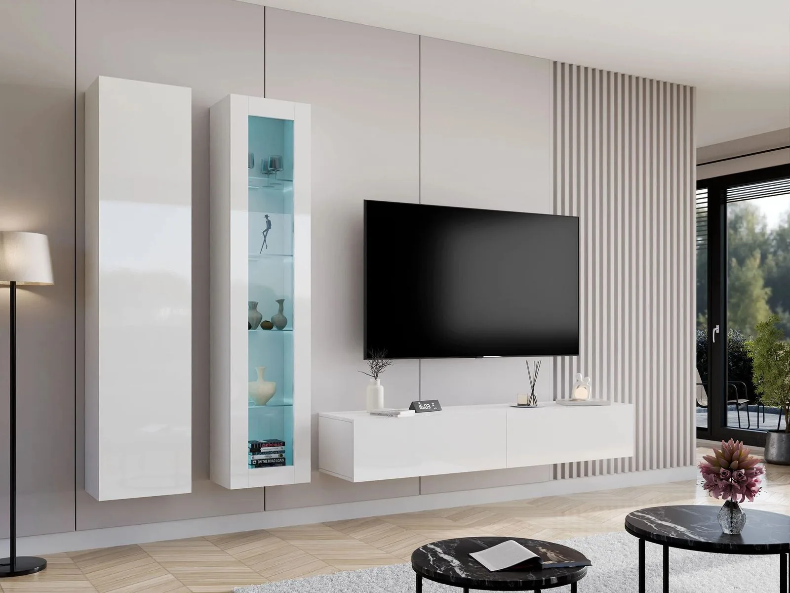 Conjunto de salón Vilrin I (Blanco + Blanco brillante)
