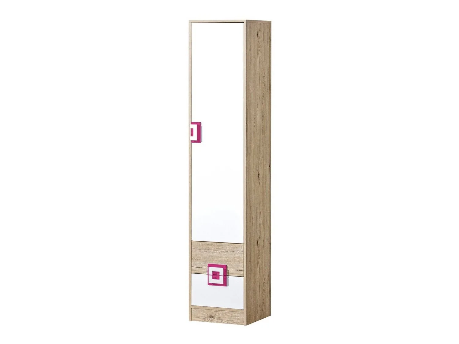 Estantería Balvire 106 (Roble claro + Blanco + Rosa)