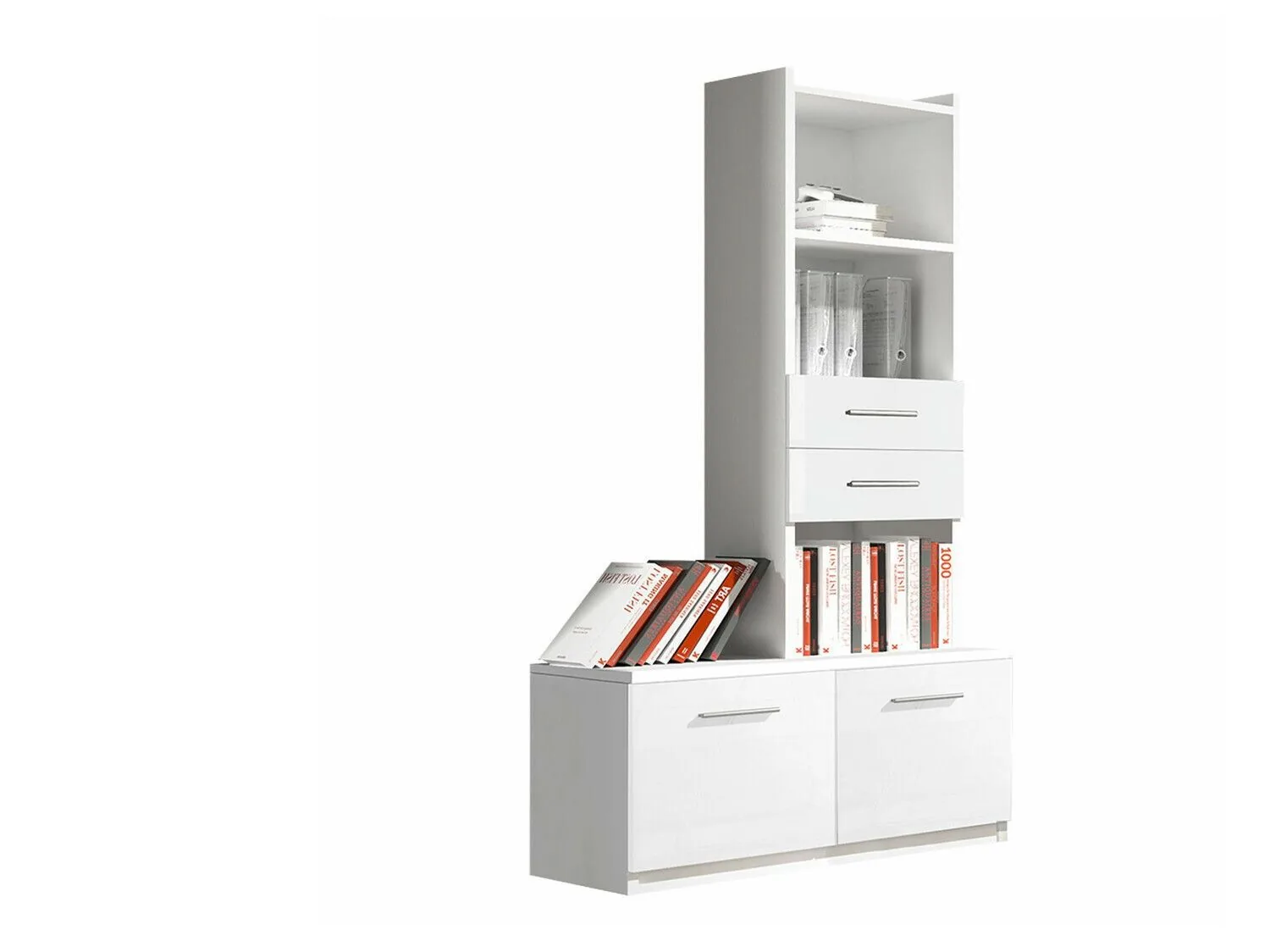 Estantería Campus (Blanco + Blanco brillante)
