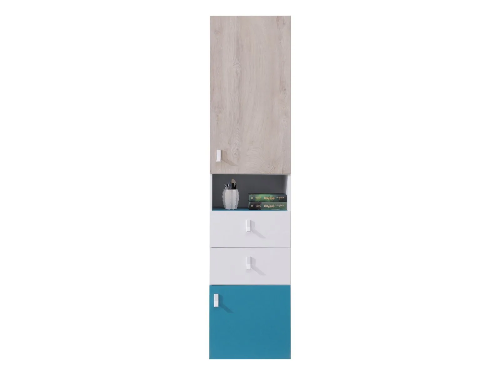Estantería Camteso 102 (Blanco + Roble + Turquesa)