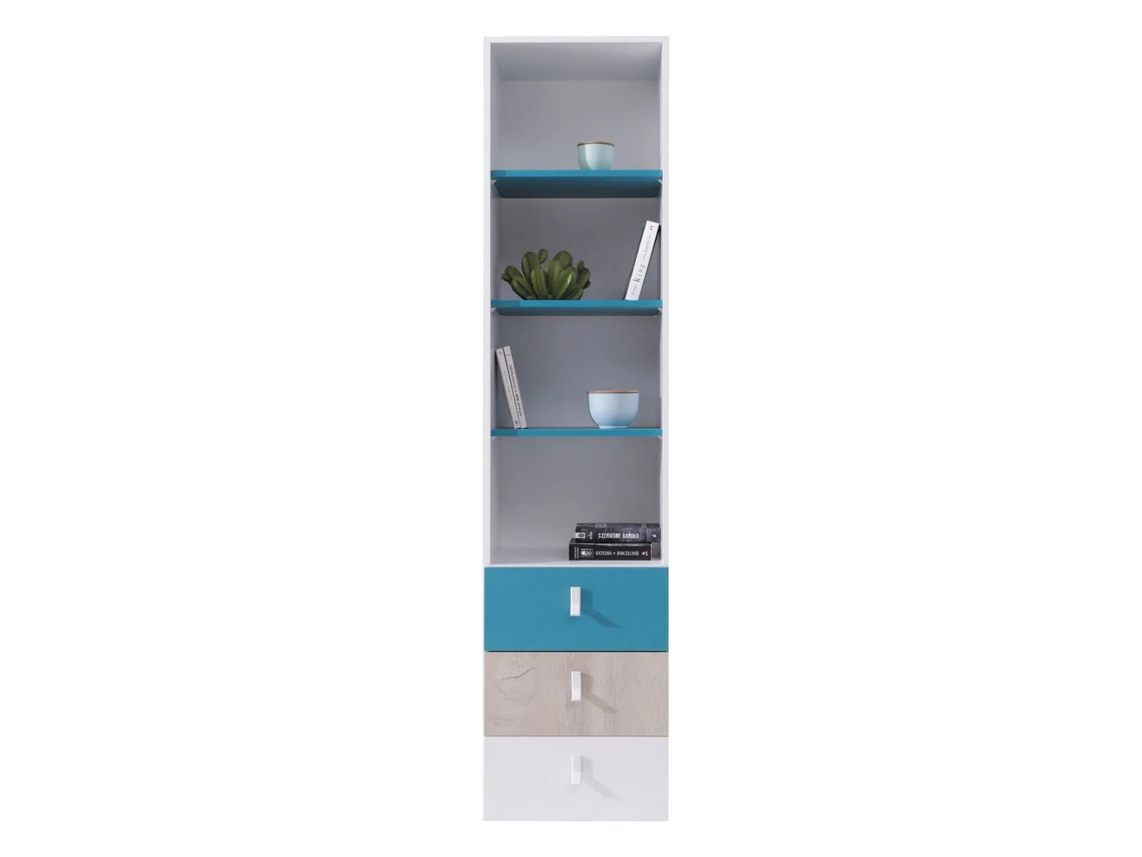 Estantería Camteso 104 (Blanco + Roble + Turquesa)