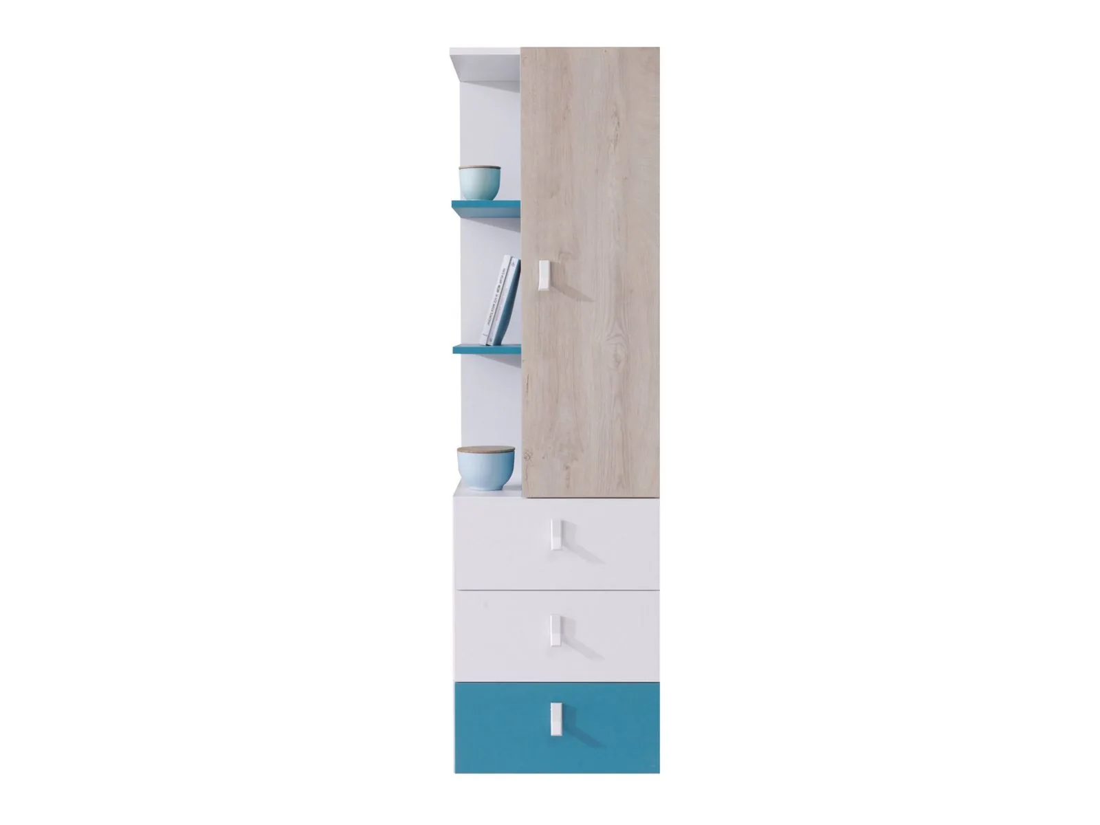 Estantería Camteso 105 (Blanco + Roble + Turquesa)
