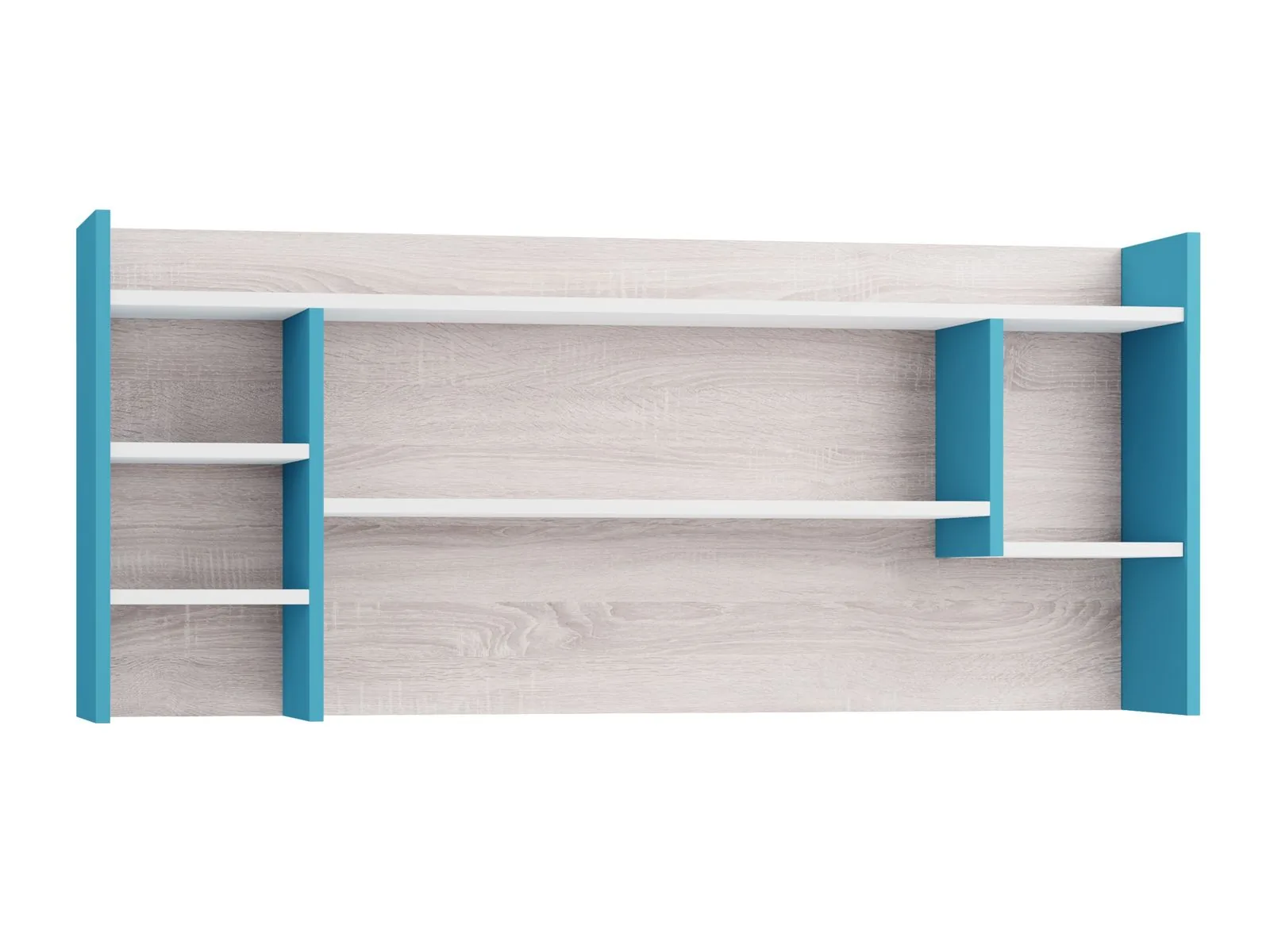 Estantería de pared Camteso 109 (Blanco + Roble + Turquesa)