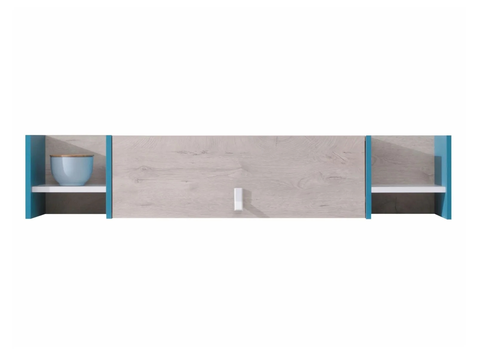 Estantería de pared Camteso 110 (Blanco + Roble + Turquesa)