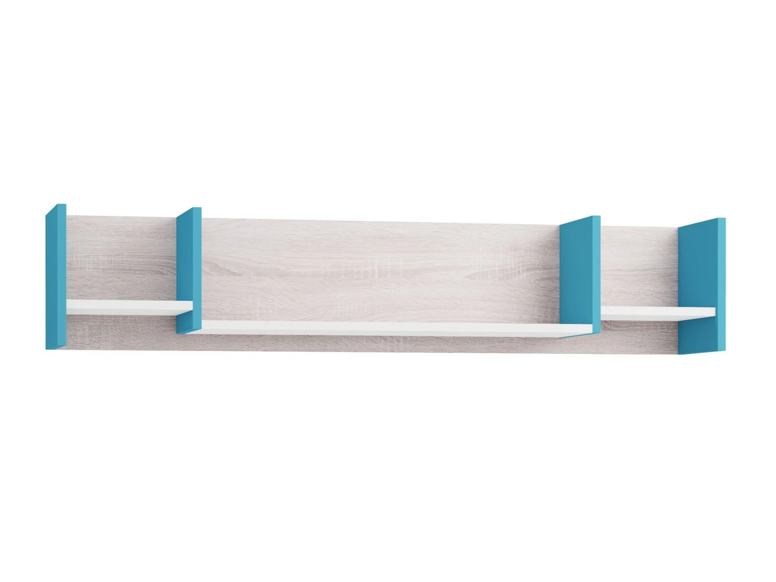 Estantería de pared Camteso 111 (Blanco + Roble + Turquesa)