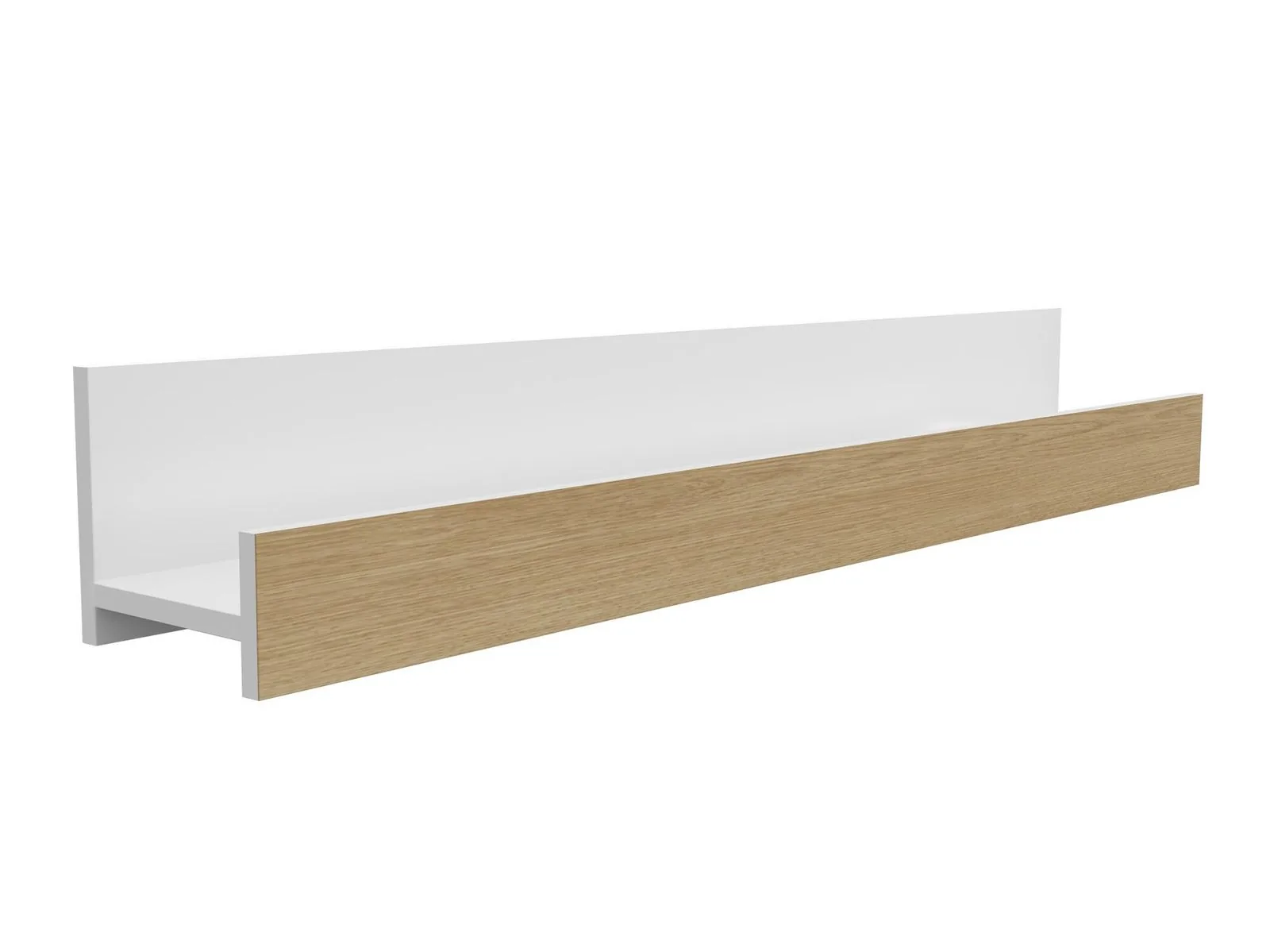 Estantería de pared Florem (Blanco + Blanco brillante + Luminoso madera)
