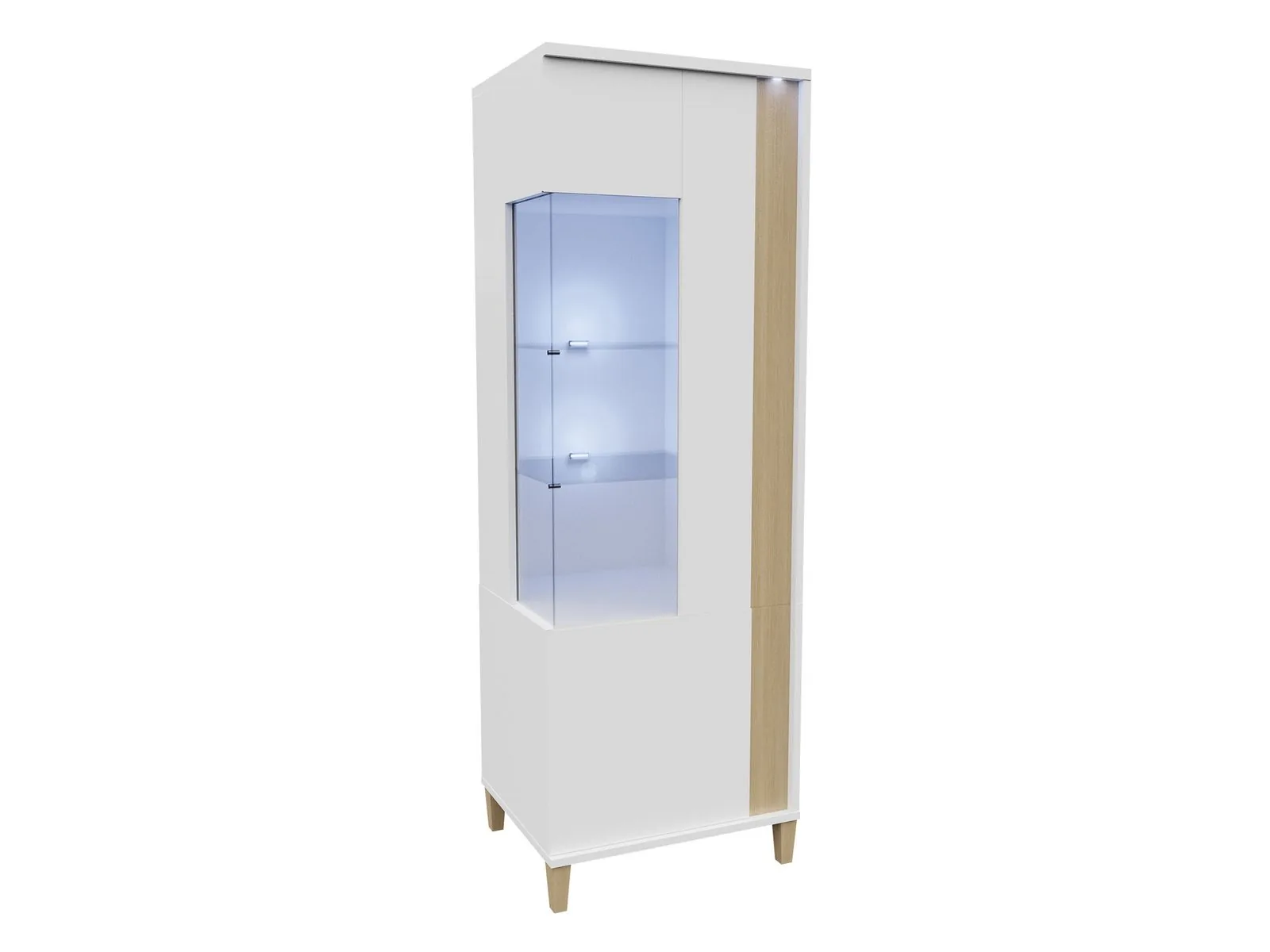 Estantería Florem I (Blanco + Blanco brillante + Luminoso madera)
