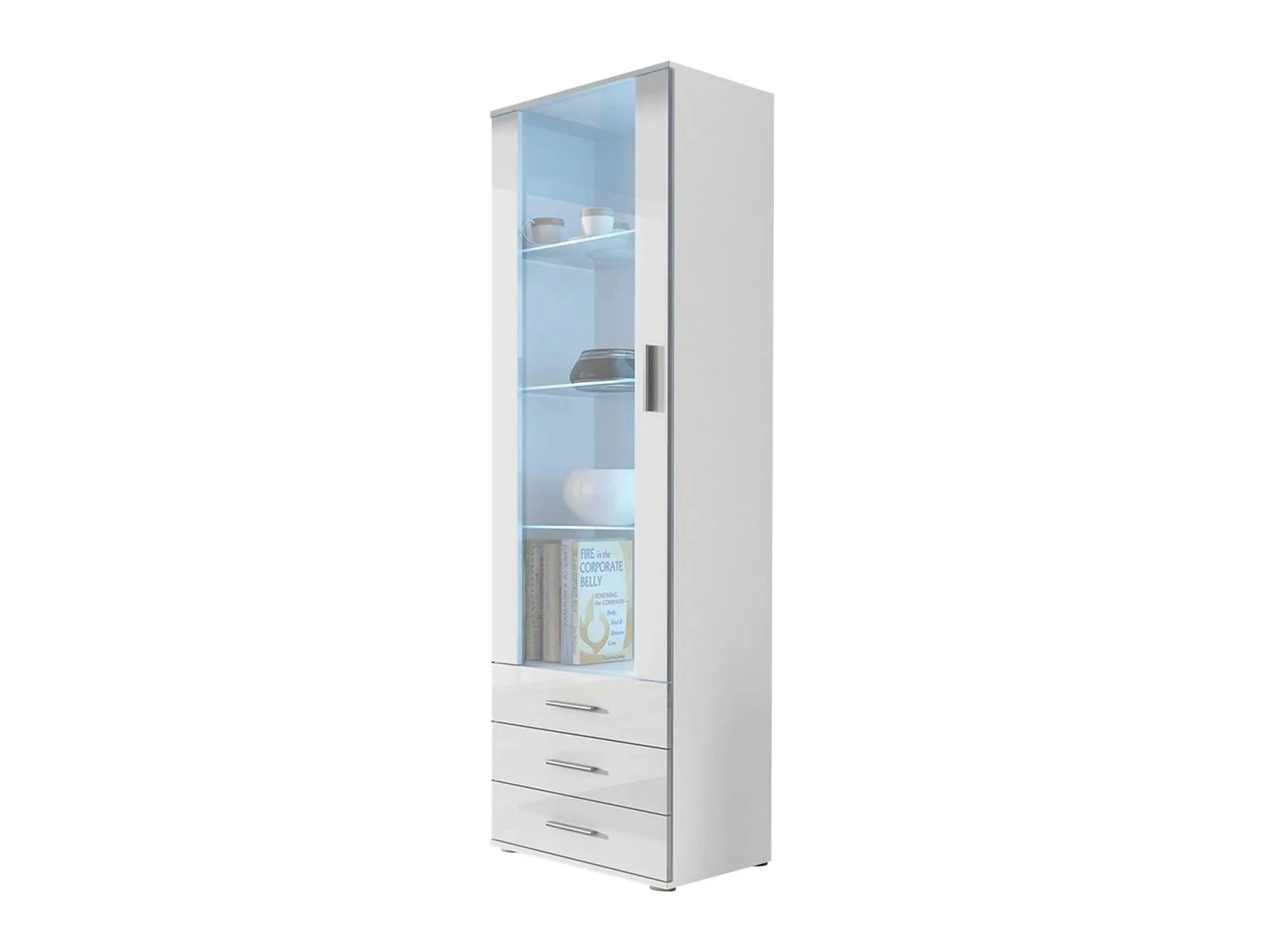 Estantería Tornola 102 (Blanco + Blanco brillante)