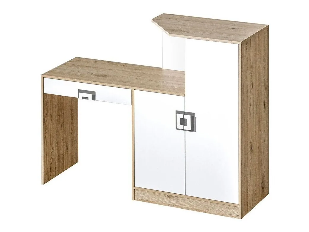 Mesa de oficina Balvire 111 (Roble claro + Blanco + Gris)