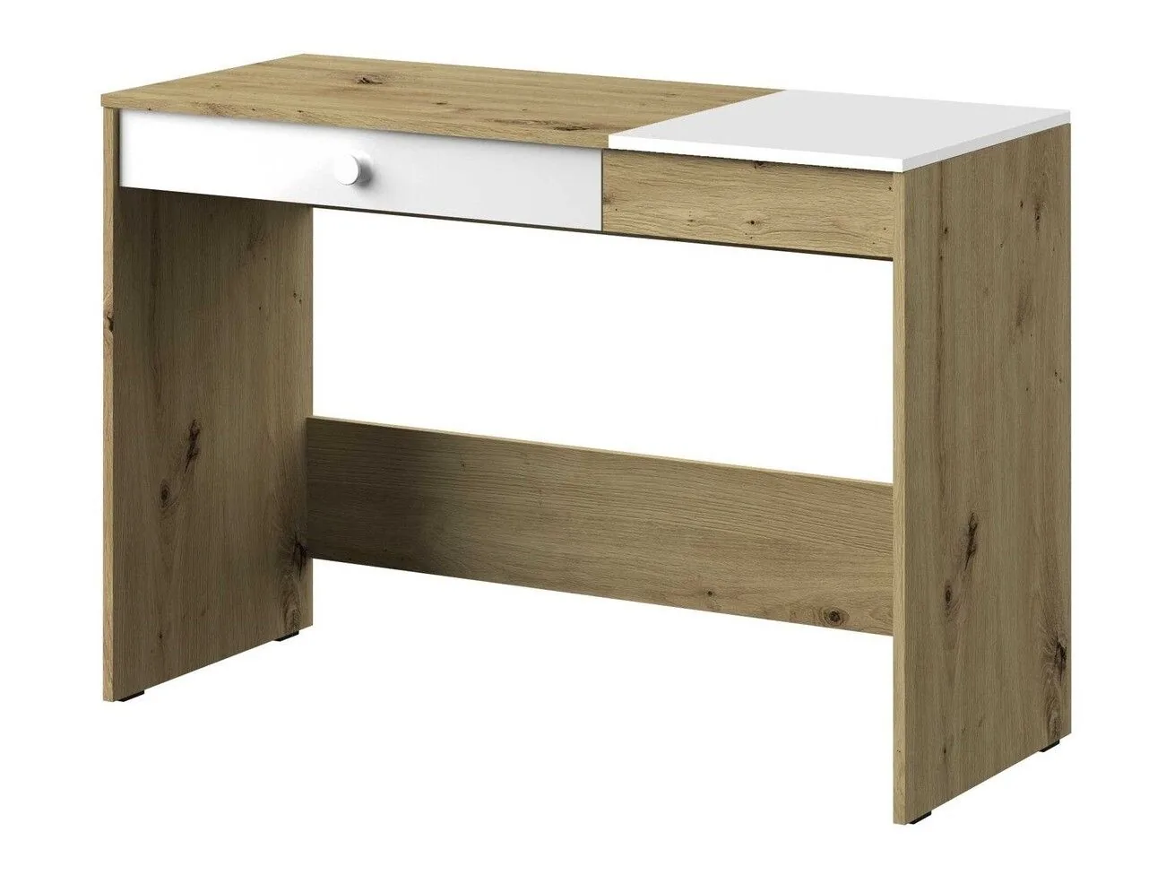 Mesa de oficina Mirelbu 109 (Roble Artisan + Blanco brillante)