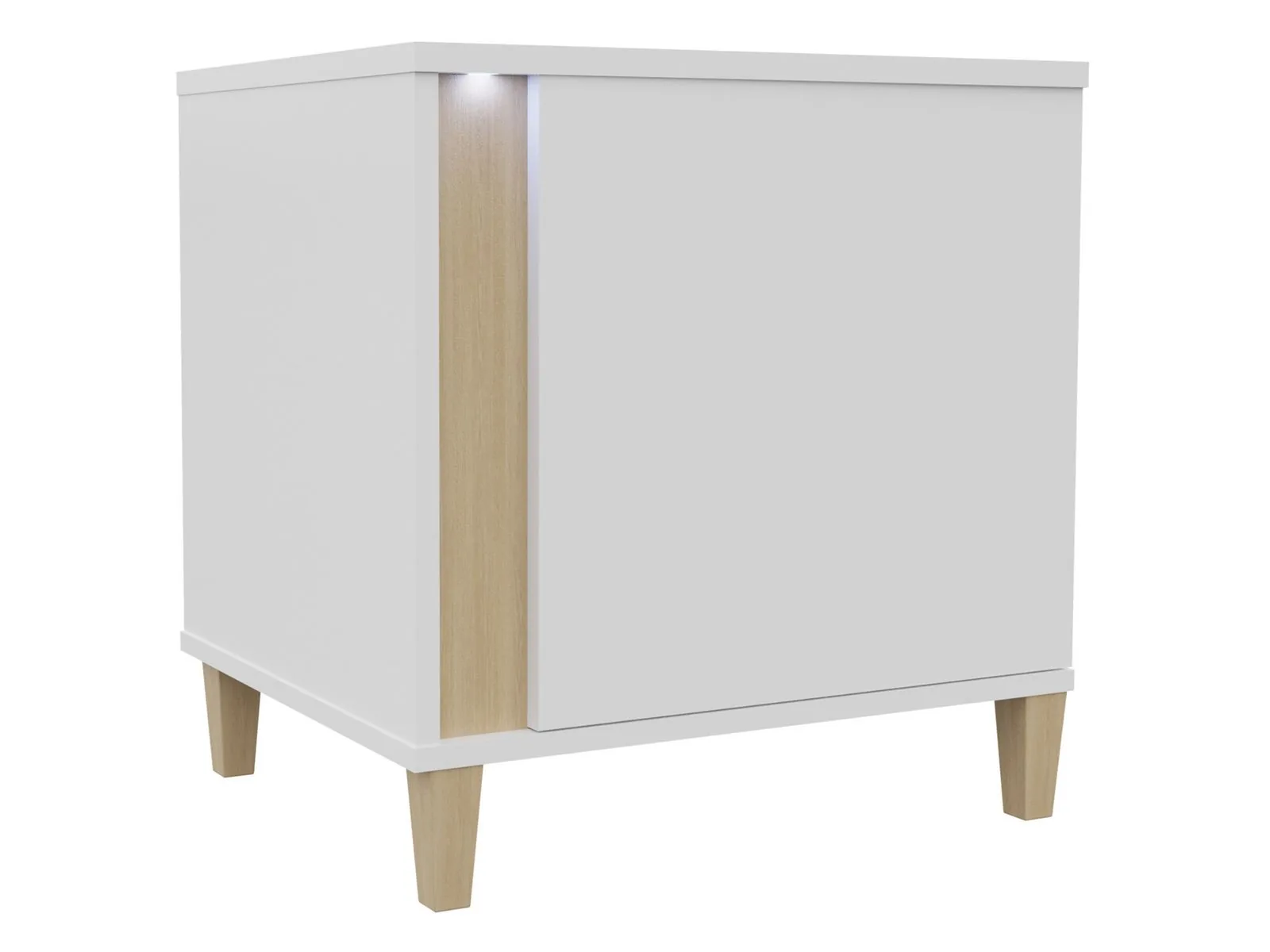 Mesilla de noche Florem (Blanco + Blanco brillante + Luminoso madera)