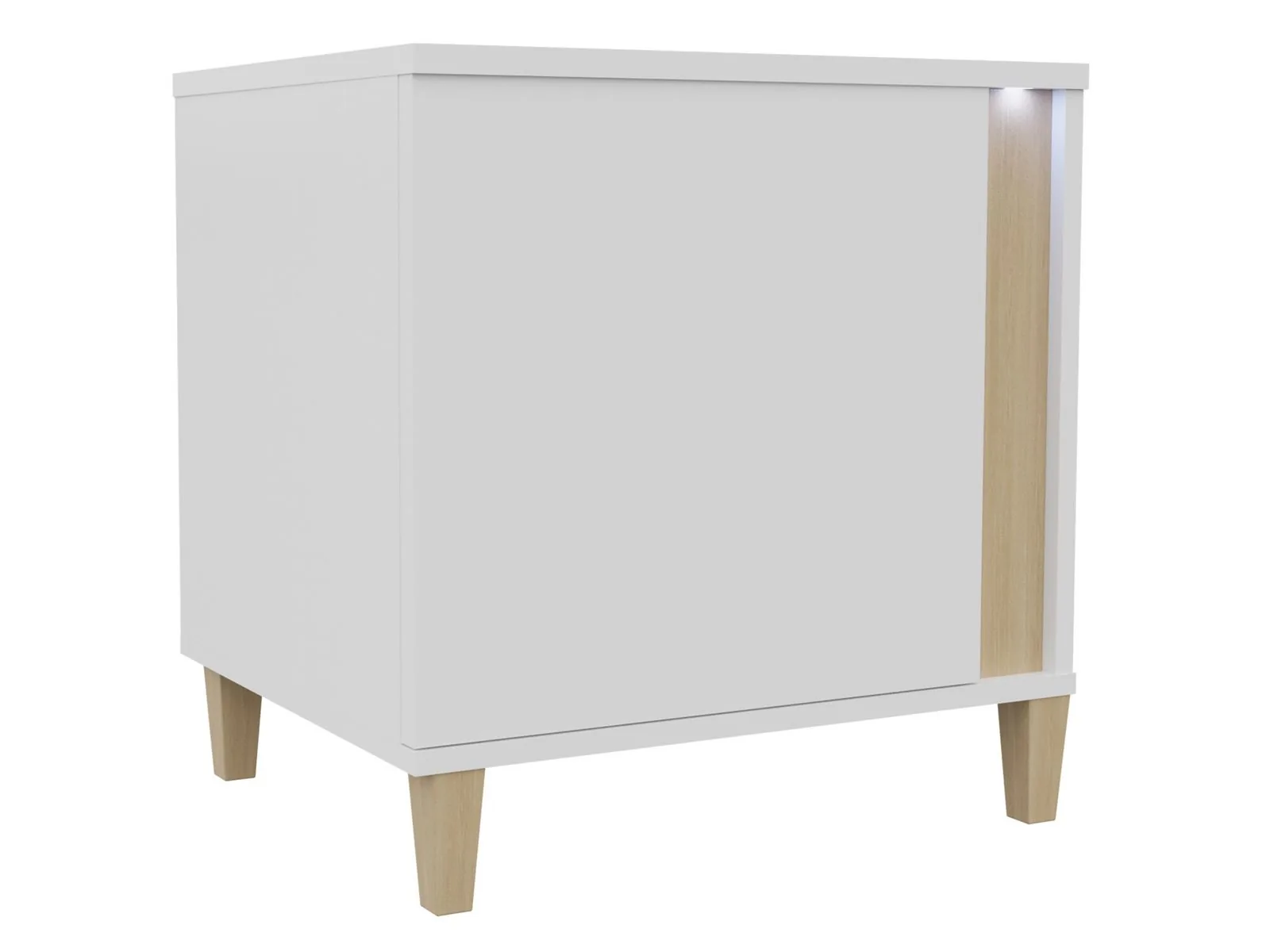 Mesilla de noche Florem I (Blanco + Blanco brillante + Luminoso madera)