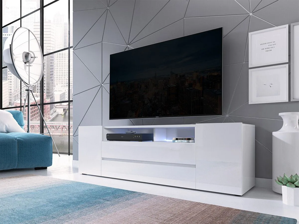 Mueble TV Ager (Blanco + Blanco brillante)